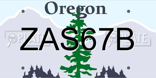 ZAS67B Oregon License Plate