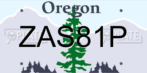 ZAS81P Oregon License Plate
