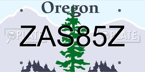 ZAS85Z Oregon License Plate