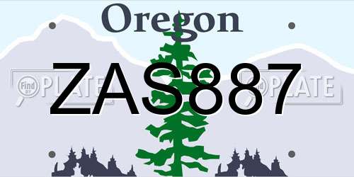 ZAS887 Oregon License Plate