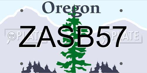 ZASB57 Oregon License Plate