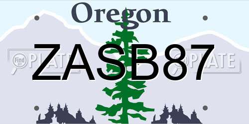 ZASB87 Oregon License Plate