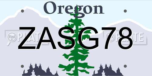 ZASG78 Oregon License Plate