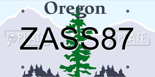 ZASS87 Oregon License Plate
