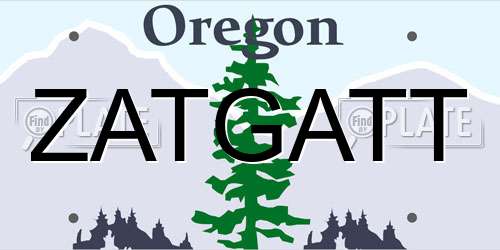 ZATGATT Oregon License Plate