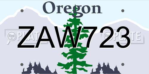 ZAW723 Oregon License Plate