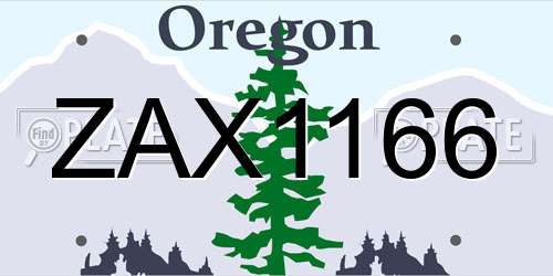 ZAX1166 Oregon License Plate