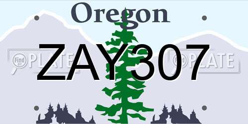 ZAY307 Oregon License Plate