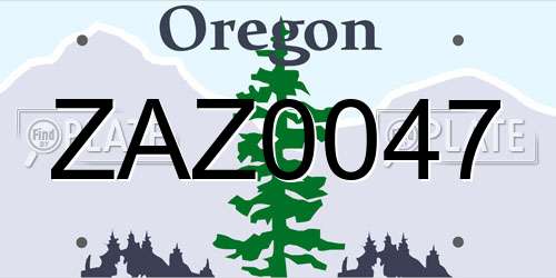 ZAZ0047 Oregon License Plate