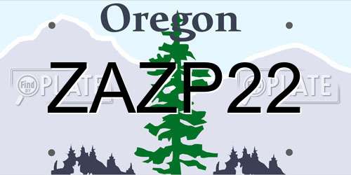 ZAZP22 Oregon License Plate
