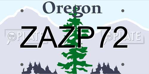 ZAZP72 Oregon License Plate