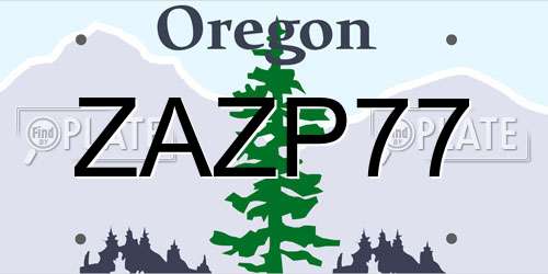 ZAZP77 Oregon License Plate