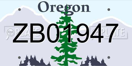 ZB01947 Oregon License Plate