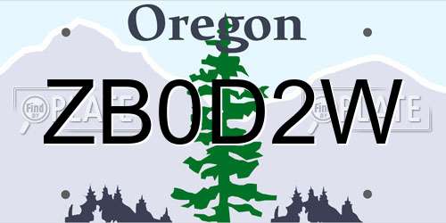 ZB0D2W Oregon License Plate