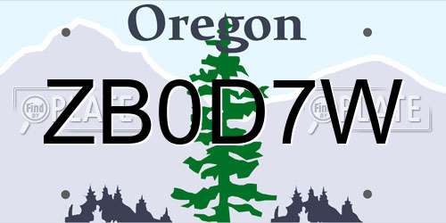 ZB0D7W Oregon License Plate