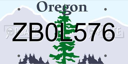 ZB0L576 Oregon License Plate