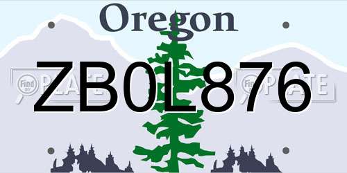 ZB0L876 Oregon License Plate
