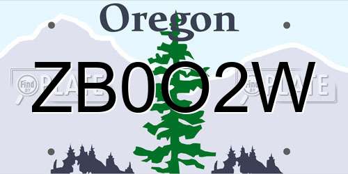 ZB0O2W Oregon License Plate