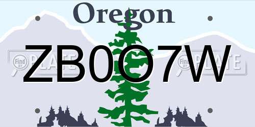 ZB0O7W Oregon License Plate