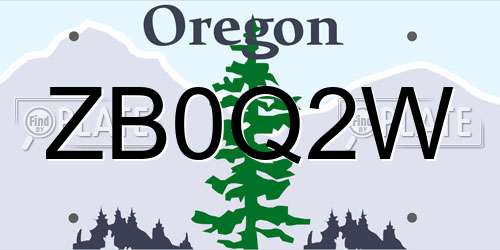 ZB0Q2W Oregon License Plate