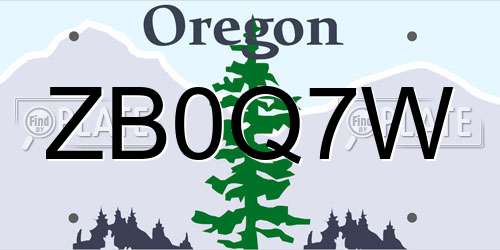 ZB0Q7W Oregon License Plate