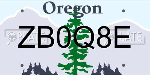 ZB0Q8E Oregon License Plate