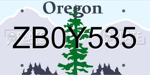 ZB0Y535 Oregon License Plate