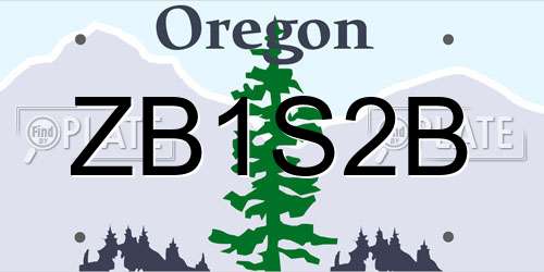 ZB1S2B Oregon License Plate