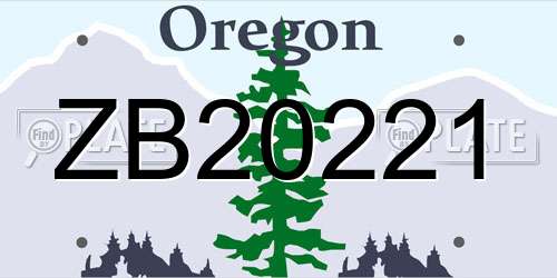 ZB20221 Oregon License Plate