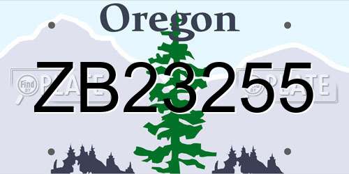 ZB23255 Oregon License Plate