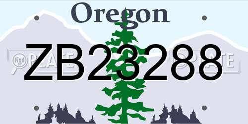 ZB23288 Oregon License Plate