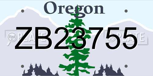 ZB23755 Oregon License Plate