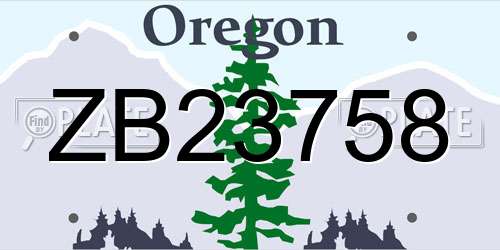 ZB23758 Oregon License Plate