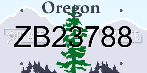 ZB23788 Oregon License Plate