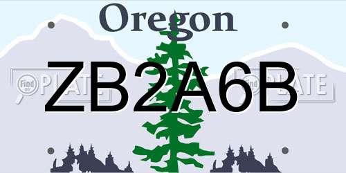 ZB2A6B Oregon License Plate