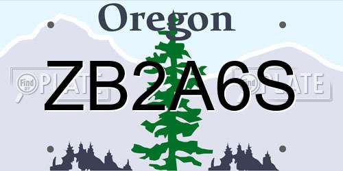 ZB2A6S Oregon License Plate