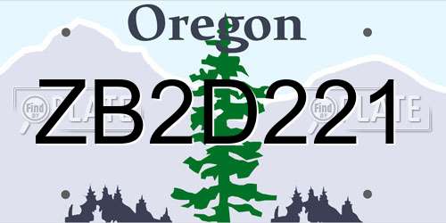 ZB2D221 Oregon License Plate