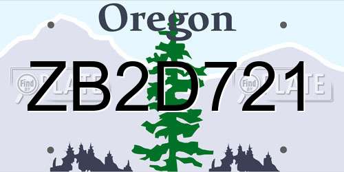ZB2D721 Oregon License Plate