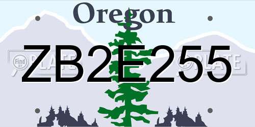 ZB2E255 Oregon License Plate