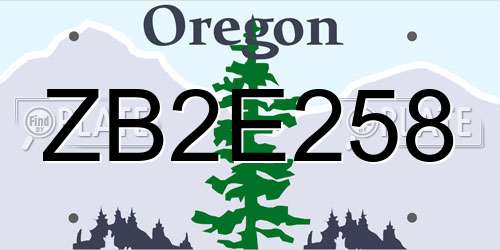 ZB2E258 Oregon License Plate