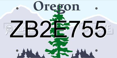 ZB2E755 Oregon License Plate