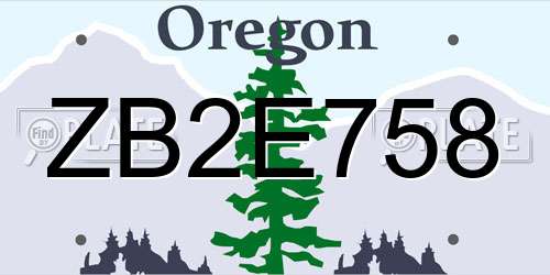 ZB2E758 Oregon License Plate