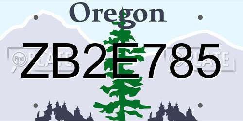 ZB2E785 Oregon License Plate
