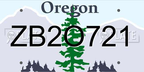ZB2O721 Oregon License Plate