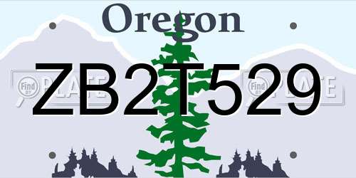 ZB2T529 Oregon License Plate
