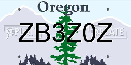 ZB3Z0Z Oregon License Plate