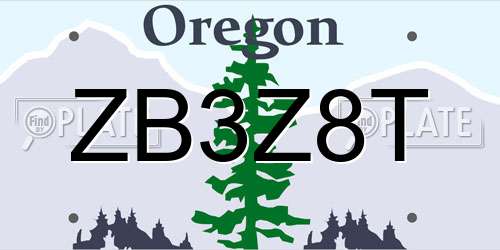 ZB3Z8T Oregon License Plate