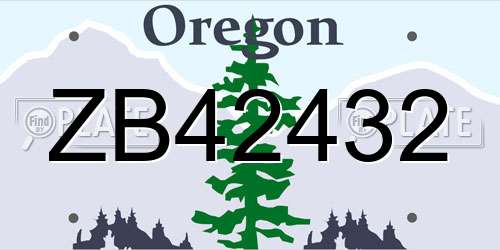 ZB42432 Oregon License Plate