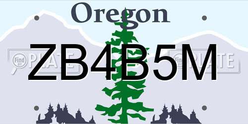 ZB4B5M Oregon License Plate