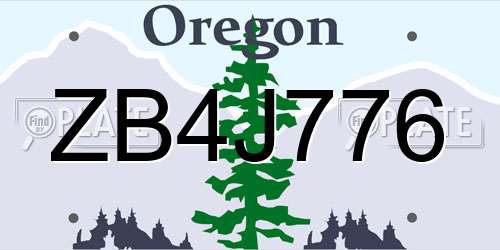 ZB4J776 Oregon License Plate